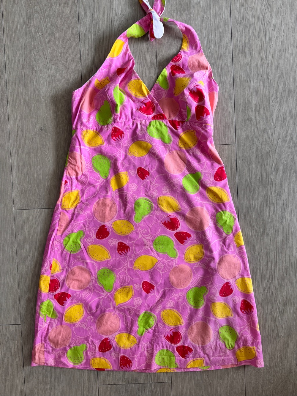 Lilly Pulitzer pink fruit halter dress